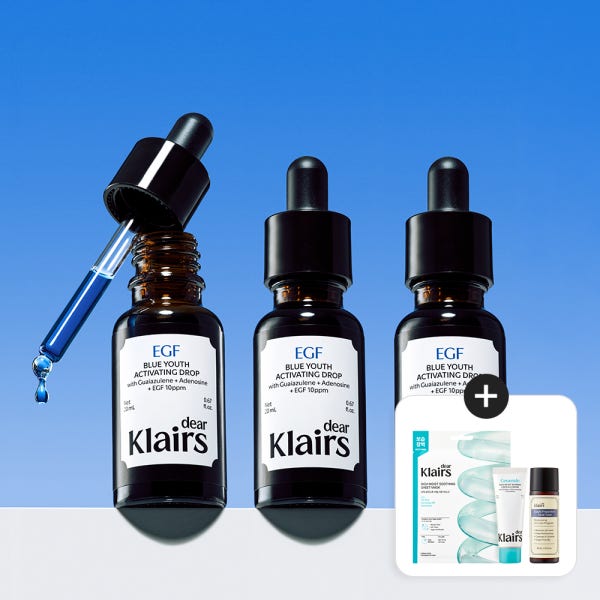 [트리플구성/총 60ml] 클레어스 EGF 10ppm 앰플 블루 유스 액티베이팅 드롭 20ml, 3개 / 아줄렌 1000ppm 앰플 수분 진정 세럼 주름 탄력