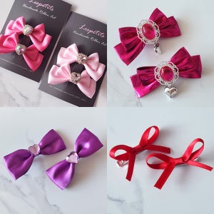 (2개 1세트) 양갈래 쁘띠 리본 유아 아기 여아 헤어핀 공주 집게핀