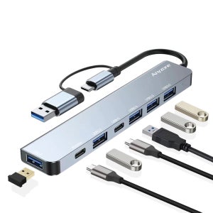 C타입 100W USB 3.0 7포트 멀티 허브 노트북 맥북 확장 5Gbps