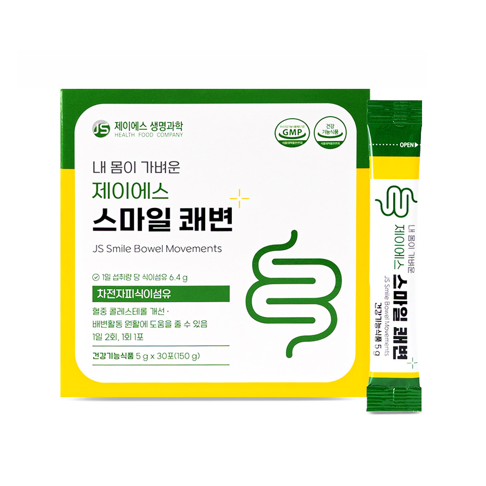 제이에스 스마일 쾌변 차전자피 환 <b>변비</b> 식이섬유 영양제 30포, 1개