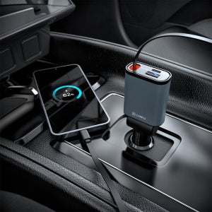 카플 3in1 릴타입 슬림 시거잭 차량용 고속 충전기 동시충전 PD 57W