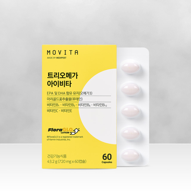 모비타 트리오<b>메가</b> <b>아이</b>비타 루테인 rTG 초임계 오<b>메가</b>3 비타민 1개월