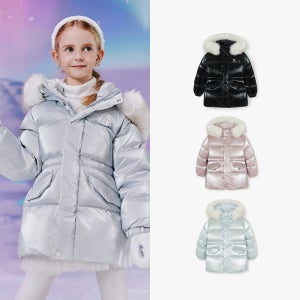 [MLB키즈] 프리즘 걸스 글로시 미드 덕다운 여아 롱패딩