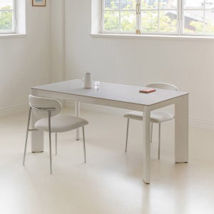 카르민 4인용 세라믹 식탁 포세린 사각형 테이블 무광 1600mm, 웜그레이 상판