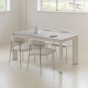 카르민 6인용 세라믹 식탁 포세린 사각형 테이블 무광 1800mm, 웜그레이 상판