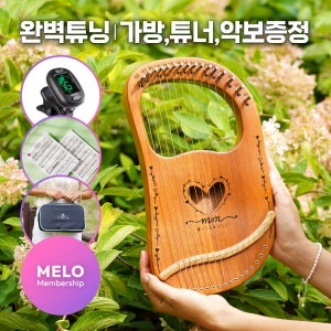 완벽튜닝배송 멜로뮤즈 그레이스S 미니 리라 하프 16현 교재악보+튜너포함 취미 입문용 악기