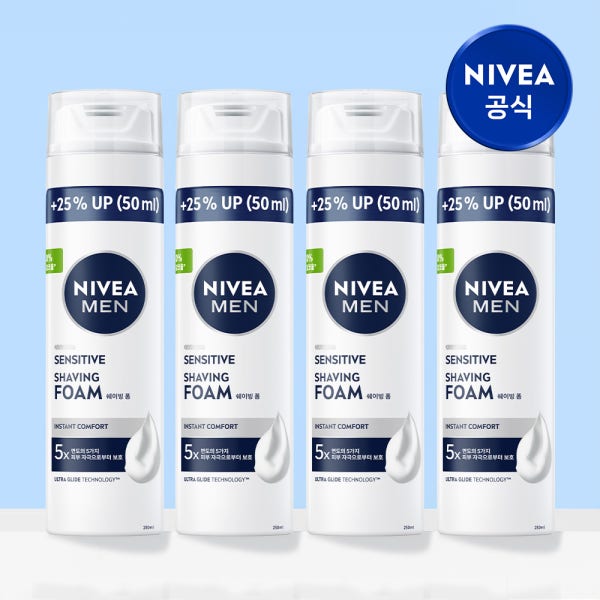 니베아 맨 센서티브 쉐이빙 폼 면도크림 250ml, 4개
