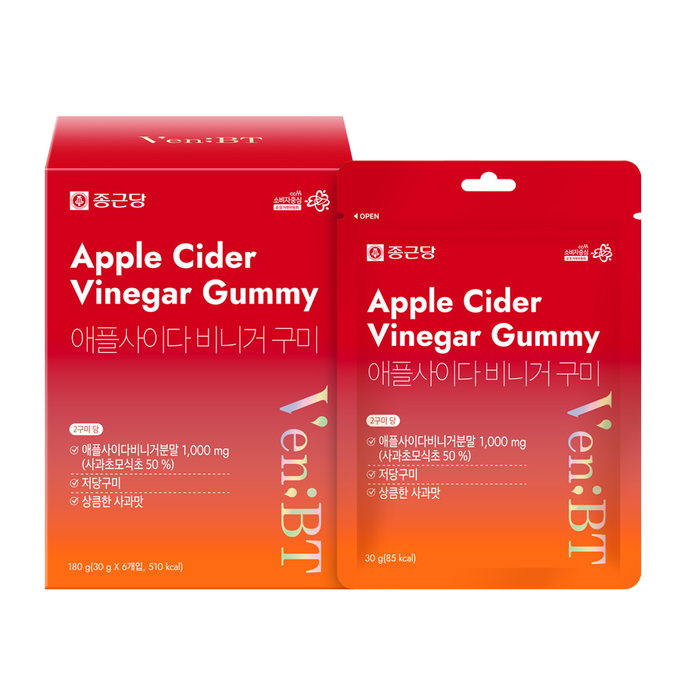 종근당 벤비티 데일리 케어 <b>애사비 구미</b> 로우슈가 젤리 사과맛 60구미, 1개