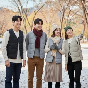구스다운 패딩 경량 조끼 데일리핏 V넥 간절기 남녀공용 4color