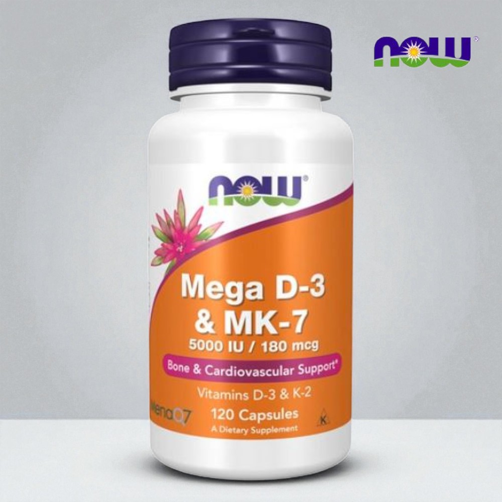 나우푸드 메가 <b>비타민 D3</b> MK7 <b>K2</b> 5000IU 120캡슐