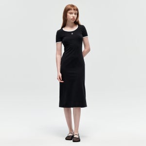 스쿱넥 저지 원피스_BLACK
