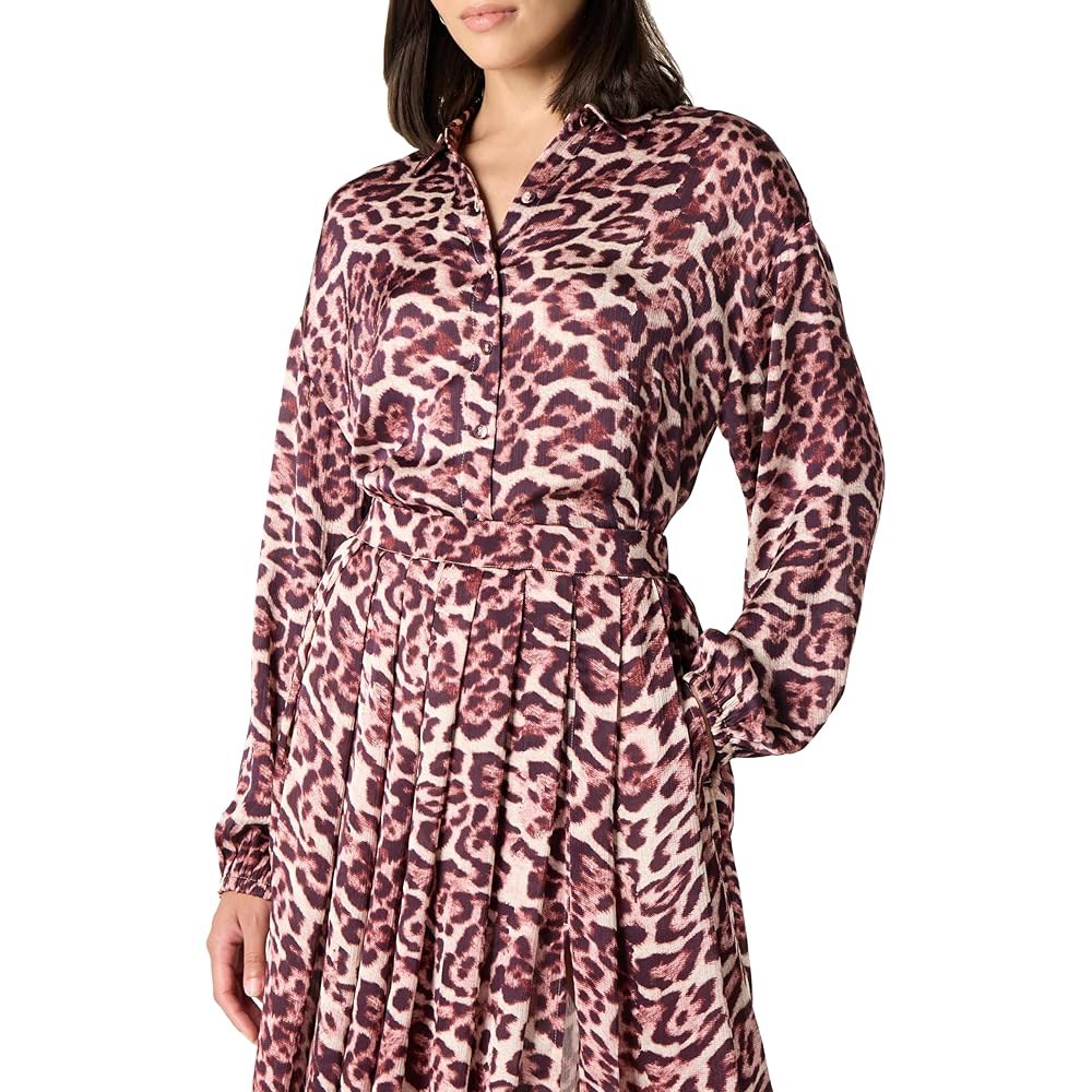 드롭 여성 로맨틱 슬리브 블라우스 Leopard Print 5XSmall