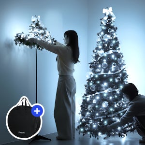 블랙 원터치 트리 접이식 대형 크리스마스 트리 180 전구 오너먼트 풀세트