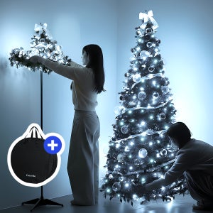 블랙 원터치 트리 접이식 대형 크리스마스 트리 180 전구 오너먼트 풀세트