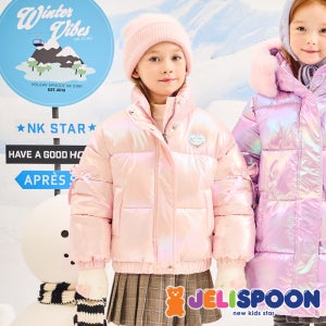 [젤리스푼] 리본홀로그램하이넥패딩점퍼