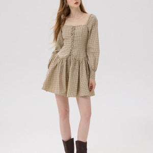 [신스덴] 컨트리 레이스업 미니원피스