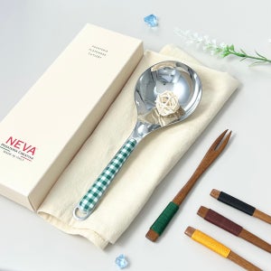 NEVA 네바 이태리 316 샤이니 미니 국자x티포크 세트 요리스푼 집들이 선물