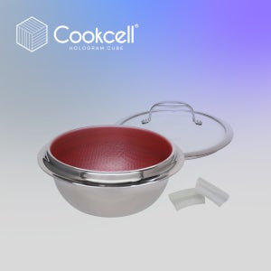 쿡셀 홀로그램 큐브 하이브리드스텐팬 싱글 가마솥 레드 16cm