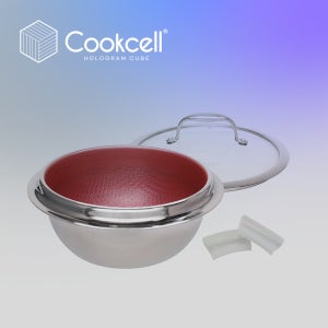 쿡셀 홀로그램 큐브 하이브리드 스텐팬 싱글 가마솥 레드 22cm