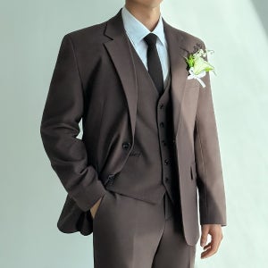 남자정장대여 웨딩 돌잔치 브라운 1+1 빅사이즈 수트 혼주양복 셀프 예복 결혼식