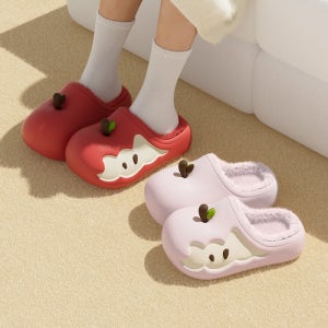 꾸꾸돌 애플 방한 슬리퍼 버거 겨울 야외 실내 슬리퍼 샌들 클로그 마실 선물 귀여운 선물