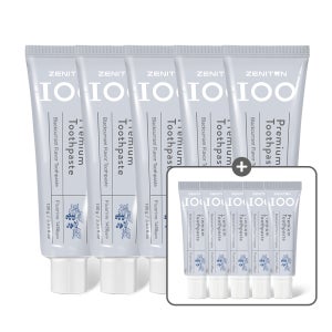 제니튼 치약 백치약 잇몸치약 불소치약 1450ppm 구취케어 5개입 + 미니치약