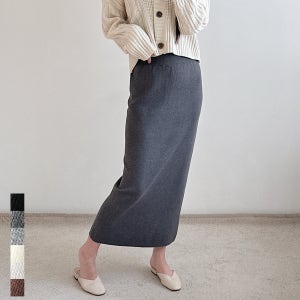 여성 롱스커트 니트 H라인 밴딩 가을 겨울 블랙 그레이 베이지 키작녀 치마 빅사이즈