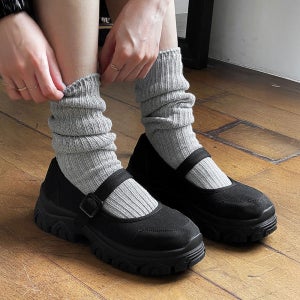 메리제인 플랫폼 벨크로 밴딩 스트랩 키높이 통굽 스니커즈 운동화 6cm