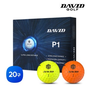 데이비드 고반발 골프공 P1 비거리 장타 골프볼 T라인 퍼팅정렬 20개입
