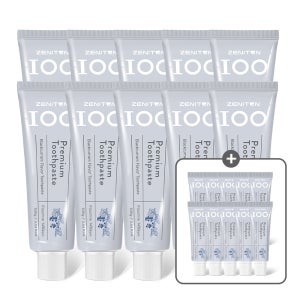 제니튼 치약 백치약 잇몸치약 불소치약 1450ppm 구취케어 10개입 + 미니치약