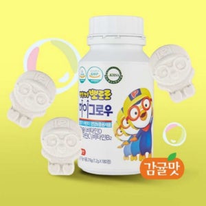 어린이 영양제 180정 뽀로로 하이그로우 비타민D 칼슘 키성장 츄어블 (3~12세)