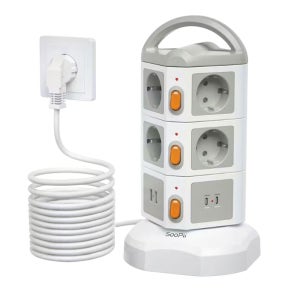 N배송 4000W 고용량 USB 타워형 멀티탭 배선차단 5m, 10구, 1개