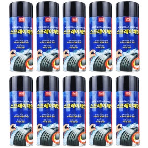 지엠지모터스 자동차 스프레이 체인 타이어 초강력 눈길 500ml 10P 세트