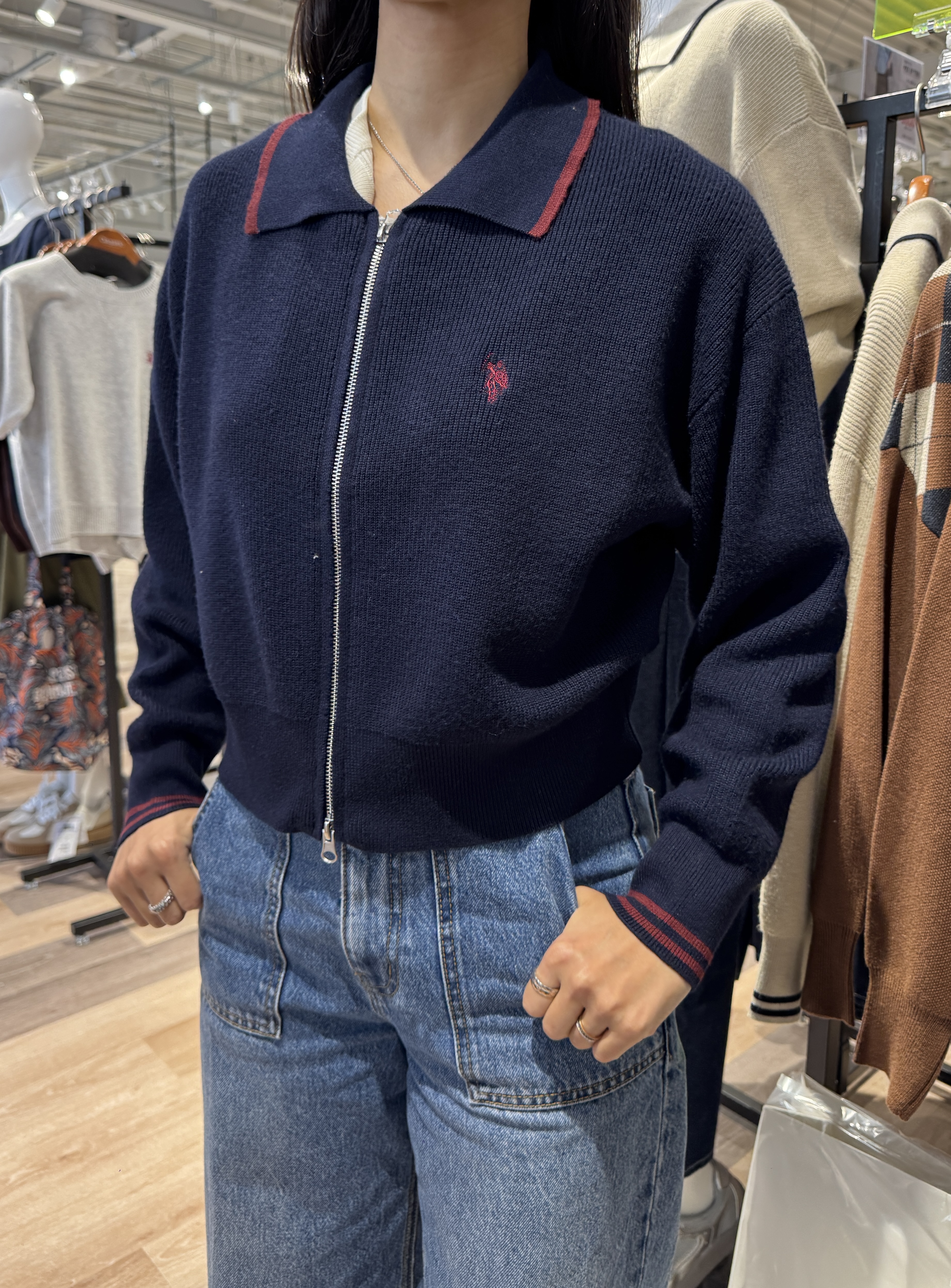 [US POLO ASSN] 카라 집업 가디건 (네이비) PGL1052205A0003