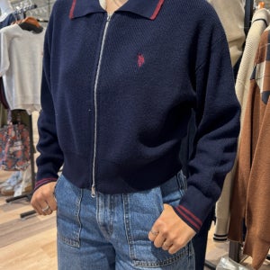 [US POLO ASSN] 카라 집업 가디건 (네이비) PGL1052205A0003