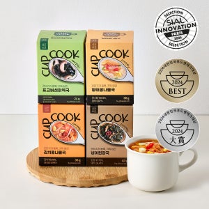 컵쿡에브리데이 프리미엄 국산 동결건조 블럭국 4가지 맛 미역국 황태국 김치국 된장국 (총 16p) 집밥느낌 200% 건더기 듬뿍 캠핑 해외 여행