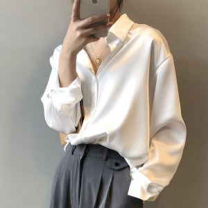 캐주얼 블라우스 여성 셔츠 하늘하늘 정장룩 출근룩 세련된 베이직 긴팔셔츠