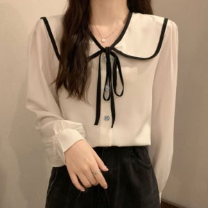 캐주얼 블라우스 여성 셔츠 정장룩 출근룩 세련된 베이직 긴팔셔츠