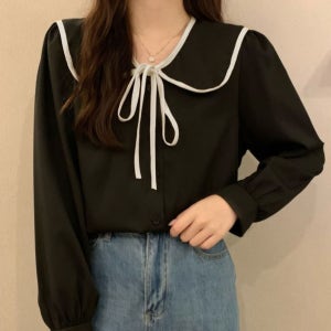 캐주얼 블라우스 여성 셔츠 정장룩 출근룩 세련된 베이직 긴팔셔츠