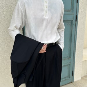 남자 골지 헨리넥 니트 가을 기본 이너 니트티 머슬핏 스탠다드핏