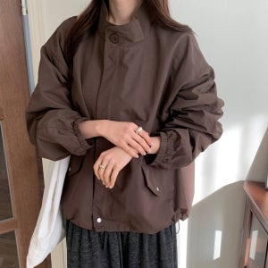 여성봄점퍼 빅사이즈 오버핏 야상 가을 나일론 바람막이 점퍼