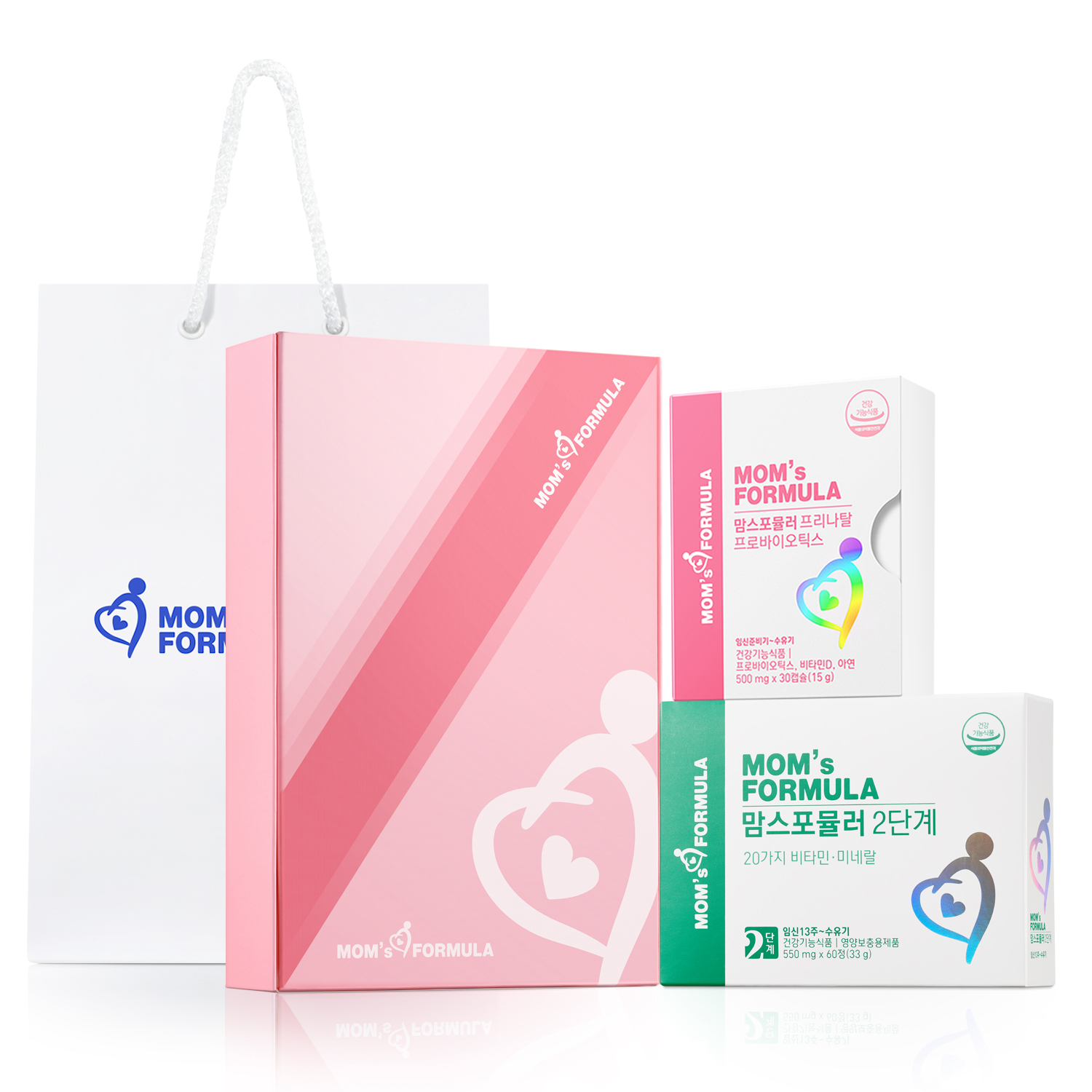 [임산부선물세트] <b>맘스포뮬러</b> 2단계 + 프리나탈 프로바이오틱스 / 임산부 수유부 영양제 철분 유산균