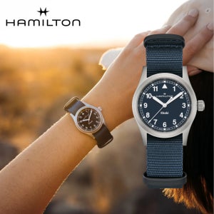 HAMILTON 해밀턴 카키필드 쿼츠 패브릭 블루 나토밴드 33mm 남녀공용 아날로그시계