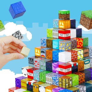 [64개 구성] 마인크래프트 자석 블럭 큐브 장난감 퍼즐 어린이 마크 블록