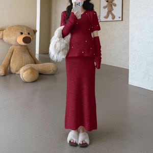 임부복 임산부복 원피스 스커트 니트 바지 코디 레드 세트