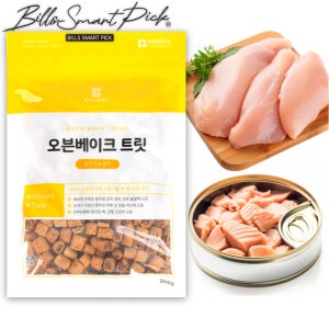 오븐베이크 강아지 간식 큐브 트릿 단백질 닭고기+참치, 200g, 10개