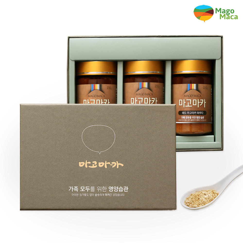 <b>마고마카</b> <b>레드 마고마카</b> 파우다 150gx3병 선물세트 / 페루산 여성용 <b>레드</b>마카