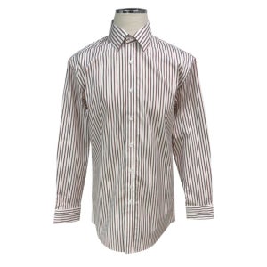 세로 스트라이프 브라운 긴소매 셔츠 TYS315243