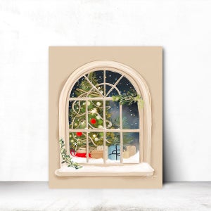 마지아갤러리 트리하우스 성탄절 크리스마스 눈 창문그림 인테리어액자 31x41cm