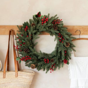 제이닷 프리미엄 크리스마스 리스 60cm 풀세트 PE 100 전구,오너먼트,보관가방 포함